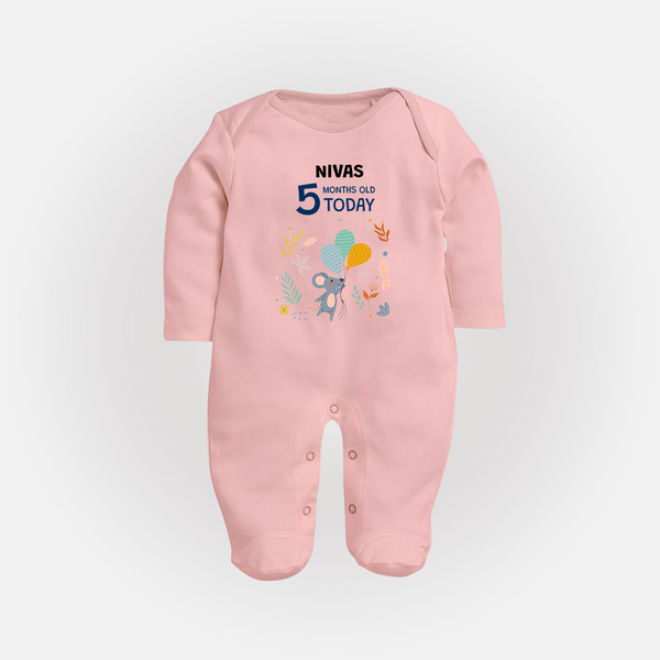 Cute Newborn Full Sleeve Bodysuit/ Sleep Suit/ Jumpsuit for 5 Month | Custom Name & Style Options - BABY PINK - New Born (Chest 7.5")