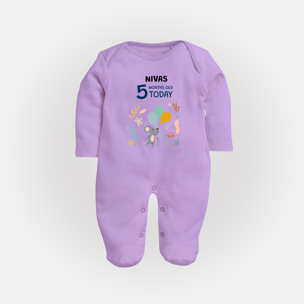 Cute Newborn Full Sleeve Bodysuit/ Sleep Suit/ Jumpsuit for 5 Month | Custom Name & Style Options - LILAC - New Born (Chest 7.5")