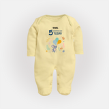 Celebrate The Magic Of Your Baby's Fifth Month With Our Elegant And Customized Sleep Suit For Babies - PASTEL YELLOW - New Born (Chest 7.5")