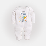 Cute Newborn Full Sleeve Bodysuit/ Sleep Suit/ Jumpsuit for 5 Month | Custom Name & Style Options - WHITE - New Born (Chest 7.5")