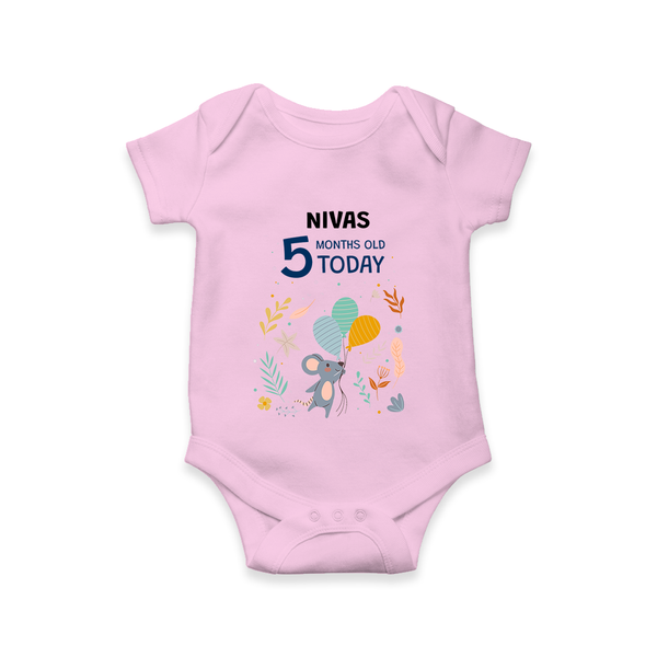 Cute Newborn Romper/Onesie for 5 Month | Custom Name & Style Options - BABY PINK - New Born (Chest 14")