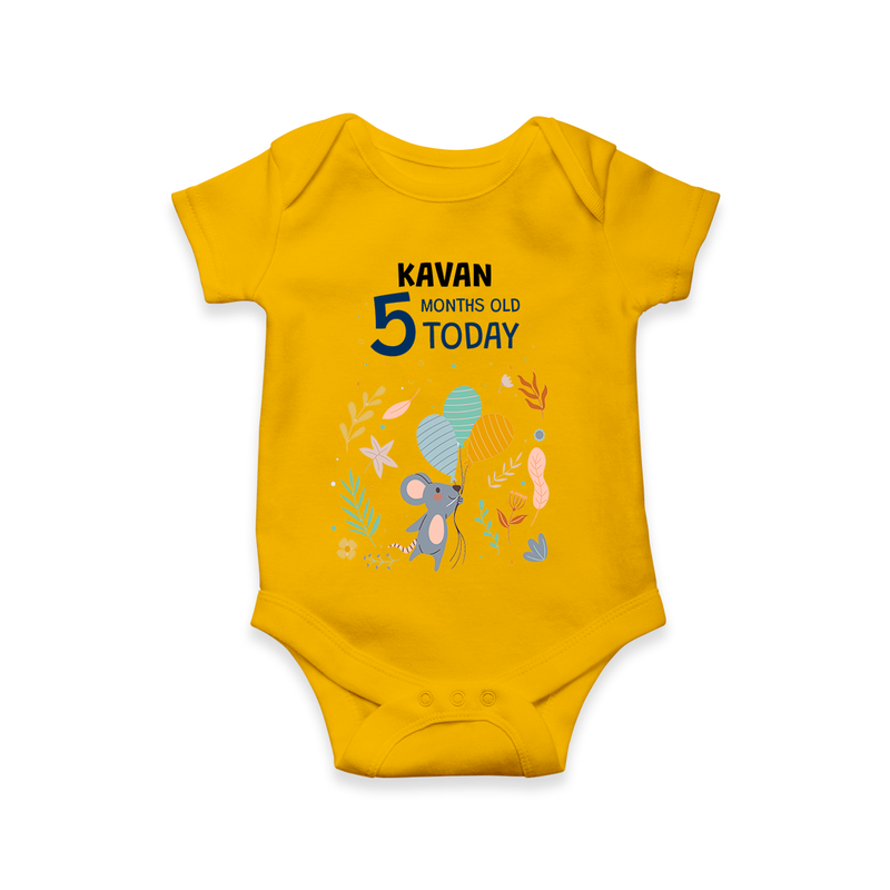 Commemorate your little one's 5th month with a custom romper/onesie, personalized with their name! - CHROME YELLOW - 0 - 3 Months Old (Chest 16")