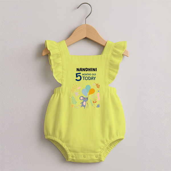 Cute Newborn Romper Frock for 5 Month | Custom Name & Style Options - PASTEL YELLOW - 0 - 3 Months Old (Chest 19")
