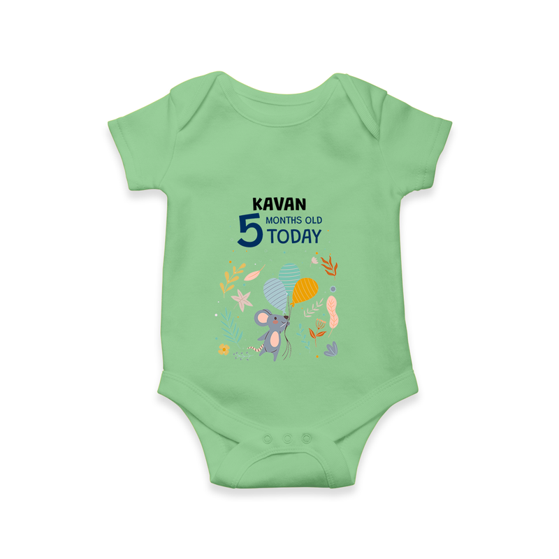 Commemorate your little one's 5th month with a custom romper/onesie, personalized with their name! - GREEN - 0 - 3 Months Old (Chest 16")