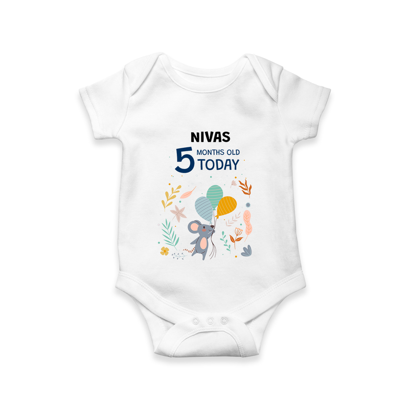 Cute Newborn Romper/Onesie for 5 Month | Custom Name & Style Options - WHITE - New Born (Chest 14")
