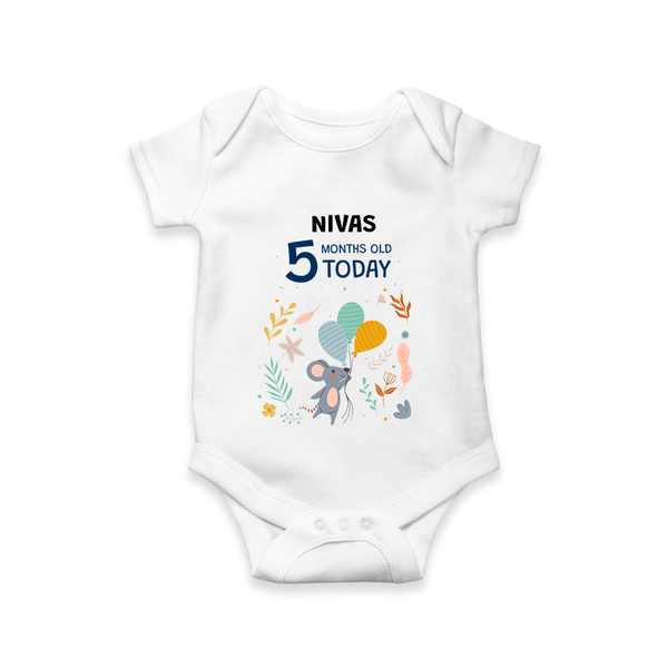 Cute Newborn Romper/Onesie for 5 Month | Custom Name & Style Options - WHITE - New Born (Chest 14")