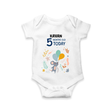 Commemorate your little one's 5th month with a custom romper/onesie, personalized with their name! - WHITE - 0 - 3 Months Old (Chest 16")