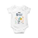 Celebrate The Magic Of Your Baby's Fifth Month With Our Elegant And Customized Romper For Babies - WHITE - 0 - 3 Months Old (Chest 16")