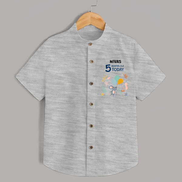 Cute Newborn Shirt for 5 Month | Custom Name & Style Options - GREY - 0 - 6 Months Old (Chest 23")