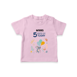 Cute Newborn T-Shirt for 5 Month | Custom Name & Style Options - BABY PINK - 0-5 Months Old (Chest 17")