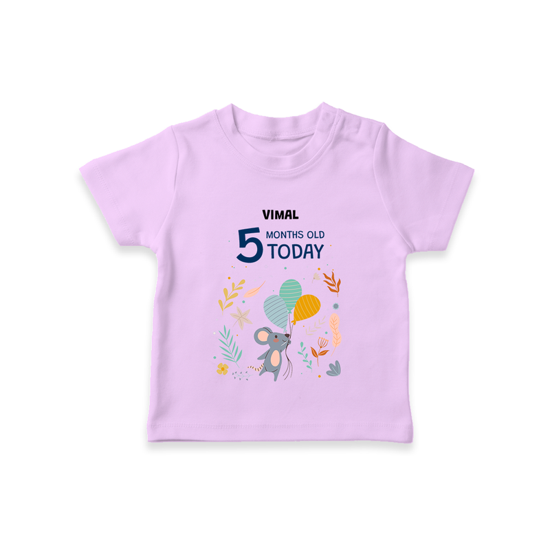 Celebrate The Magic Of Your Baby's Fifth Month With Our Elegant And Customized T-Shirt For Babies - LILAC - 0-5 Months Old (Chest 17")