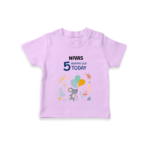 Cute Newborn T-Shirt for 5 Month | Custom Name & Style Options - LILAC - 0-5 Months Old (Chest 17")