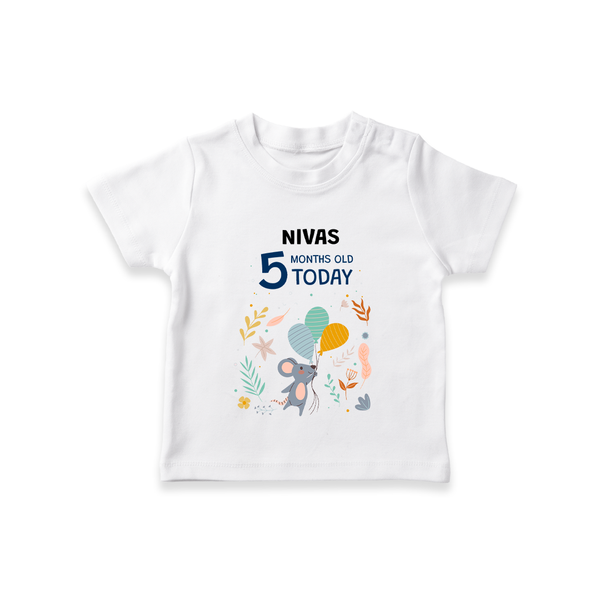 Cute Newborn T-Shirt for 5 Month | Custom Name & Style Options - WHITE - 0-5 Months Old (Chest 17")