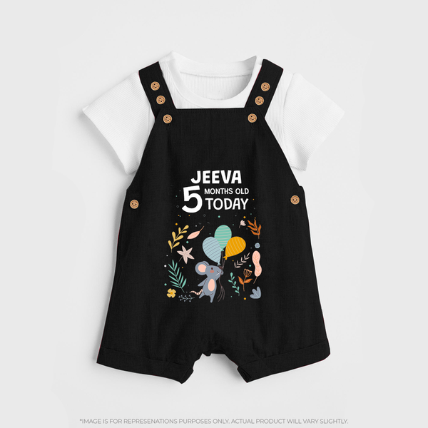 Cute Newborn Dungaree Set for 5 Month | Custom Name & Style Options - BLACK - 0 - 5 Months Old (Chest 18")