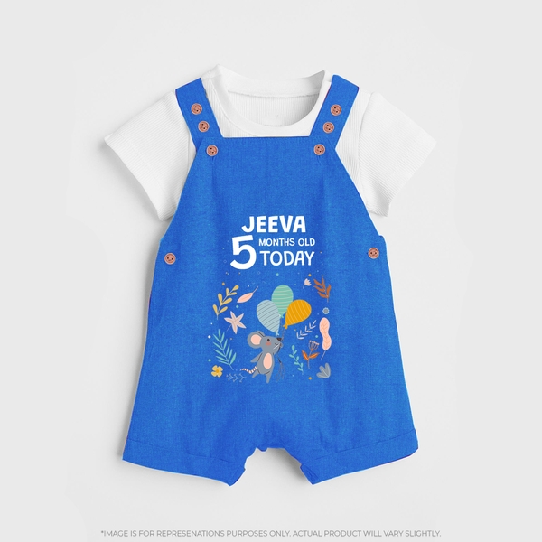 Cute Newborn Dungaree Set for 5 Month | Custom Name & Style Options - COBALT BLUE - 0 - 5 Months Old (Chest 18")