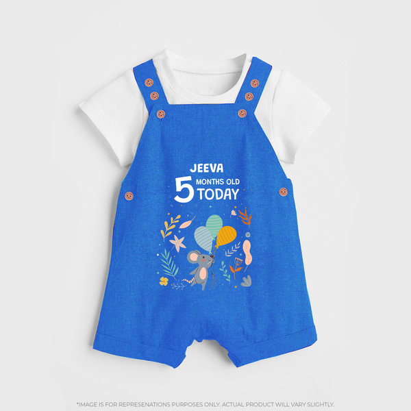 Celebrate The Magic Of Your Baby's Fifth Month With Our Elegant And Customized Dungaree Set For Babies - COBALT BLUE - 0 - 5 Months Old (Chest 18")