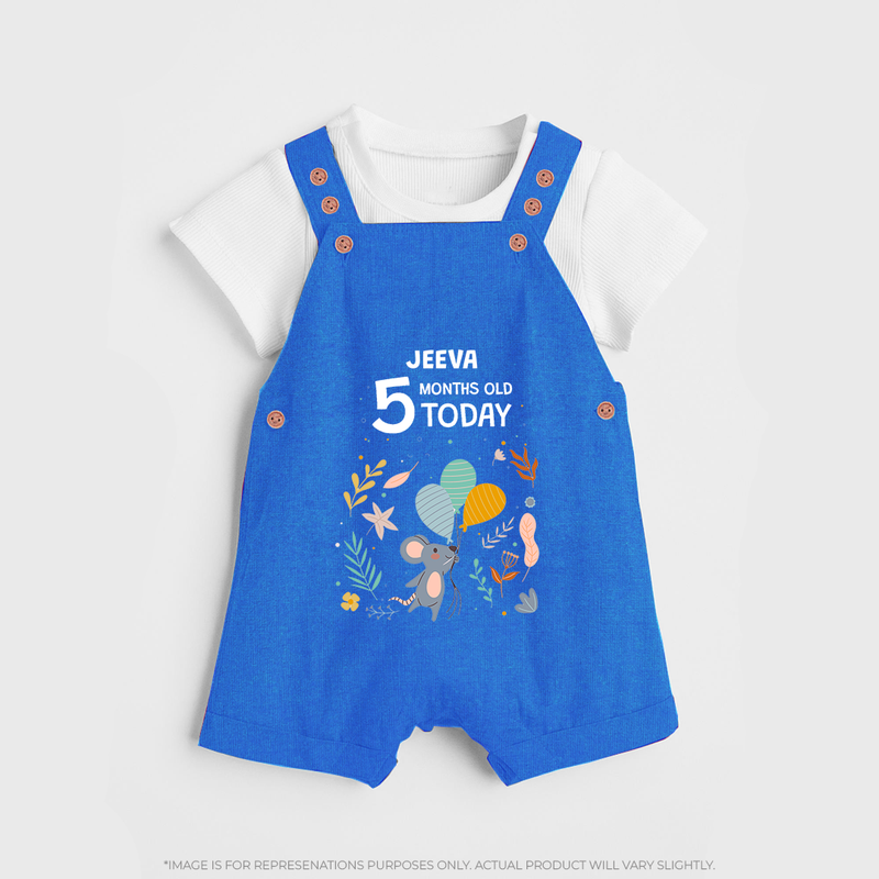 Celebrate The Magic Of Your Baby's Fifth Month With Our Elegant And Customized Dungaree Set For Babies - COBALT BLUE - 0 - 5 Months Old (Chest 18")