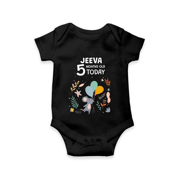 Cute Newborn Romper/Onesie for 5 Month | Custom Name & Style Options - BLACK - New Born (Chest 14")