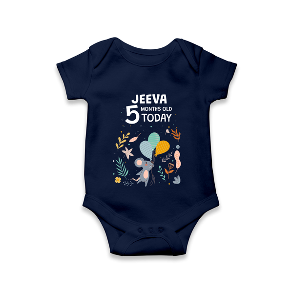 Cute Newborn Romper/Onesie for 5 Month | Custom Name & Style Options - NAVY BLUE - New Born (Chest 14")