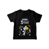 Commemorate your little one's 5th month with a custom T-Shirt, personalized with their name! - BLACK - 0 - 5 Months Old (Chest 17")