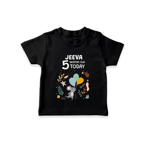 Cute Newborn T-Shirt for 5 Month | Custom Name & Style Options - BLACK - 0-5 Months Old (Chest 17")