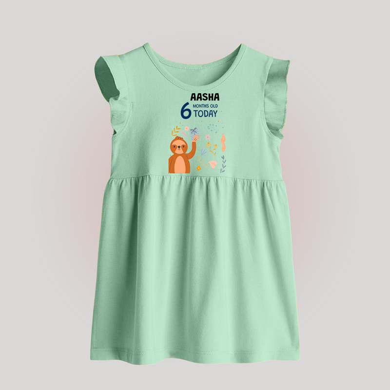 Cute Newborn Baby Frock for 6 Month | Custom Name & Style Options - MINT GREEN - 0 - 3 Months Old (Chest 17")