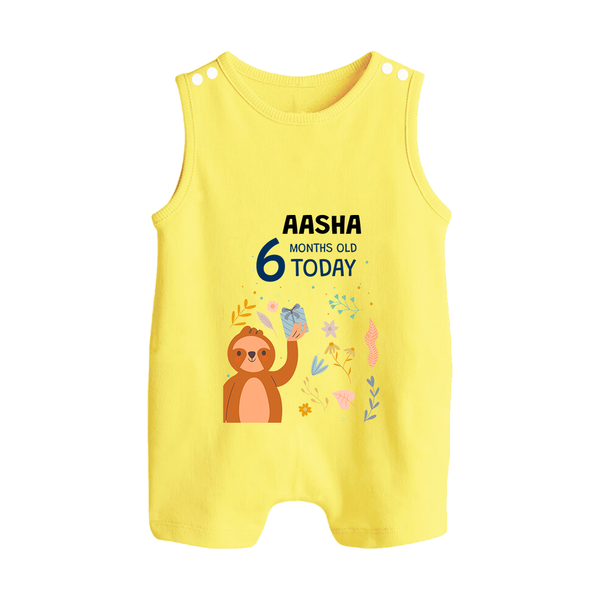 Cute Newborn Romper Suit/ Sleeveless Romper for 6 Month | Custom Name & Style Options - PASTEL YELLOW - 0 - 5 Months Old (Chest 18")
