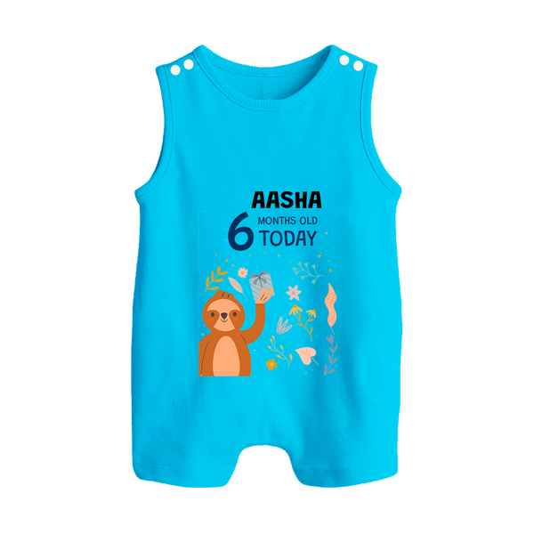 Cute Newborn Romper Suit/ Sleeveless Romper for 6 Month | Custom Name & Style Options - SKY BLUE - 0 - 5 Months Old (Chest 18")