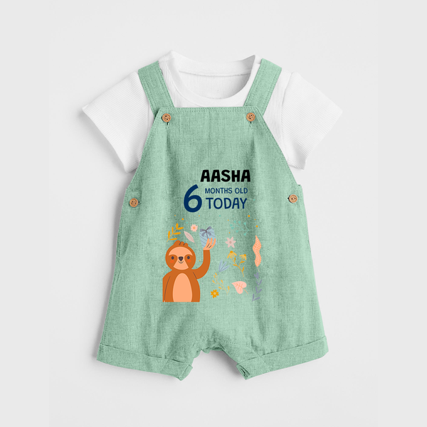 Cute Newborn Dungaree Set for 6 Month | Custom Name & Style Options - MINT GREEN - 0 - 5 Months Old (Chest 18")