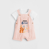 Commemorate your little one's 6th month with a custom Dungaree set, personalized with their name! - PEACH - 0 - 5 Months Old (Chest 17")