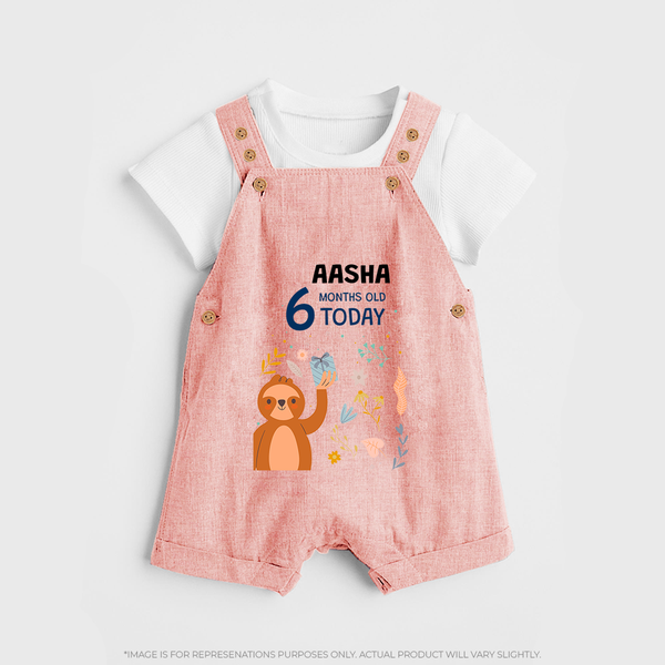 Cute Newborn Dungaree Set for 6 Month | Custom Name & Style Options - PEACH - 0 - 5 Months Old (Chest 18")