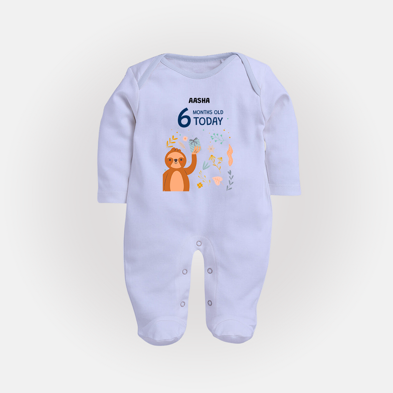 Celebrate The Magic Of Your Baby's Sixth Month With Our Elegant And Customized Sleep Suit For Babies - BABY BLUE - New Born (Chest 7.5")