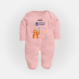 Celebrate The Magic Of Your Baby's Sixth Month With Our Elegant And Customized Sleep Suit For Babies - BABY PINK - New Born (Chest 7.5")