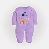 Celebrate The Magic Of Your Baby's Sixth Month With Our Elegant And Customized Sleep Suit For Babies - LILAC - New Born (Chest 7.5")