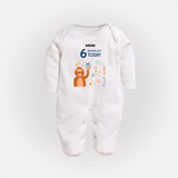 Celebrate The Magic Of Your Baby's Sixth Month With Our Elegant And Customized Sleep Suit For Babies - WHITE - New Born (Chest 7.5")