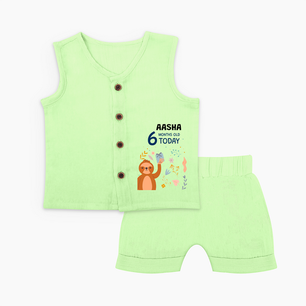 Cute Newborn Jabla Set for 6 Month | Custom Name & Style Options - PASTEL GREEN - 0 - 3 Months Old (Chest 9.8")