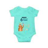 Commemorate your little one's 6th month with a custom romper/onesie, personalized with their name! - ARCTIC BLUE - 0 - 3 Months Old (Chest 16")