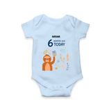 Celebrate The Magic Of Your Baby's Sixth Month With Our Elegant And Customized Romper For Babies - BABY BLUE - 0 - 3 Months Old (Chest 16")