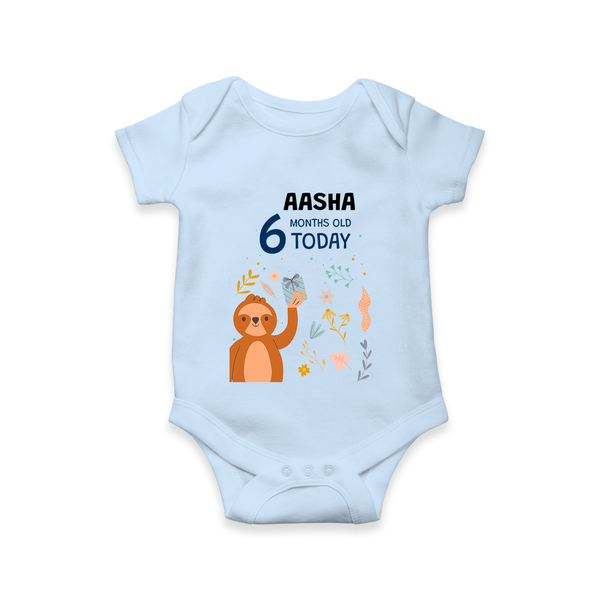 Cute Newborn Romper/Onesie for 6 Month | Custom Name & Style Options - BABY BLUE - New Born (Chest 14")