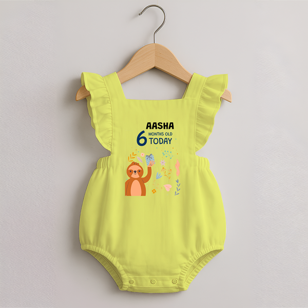 Cute Newborn Romper Frock for 6 Month | Custom Name & Style Options - PASTEL YELLOW - 0 - 3 Months Old (Chest 19")