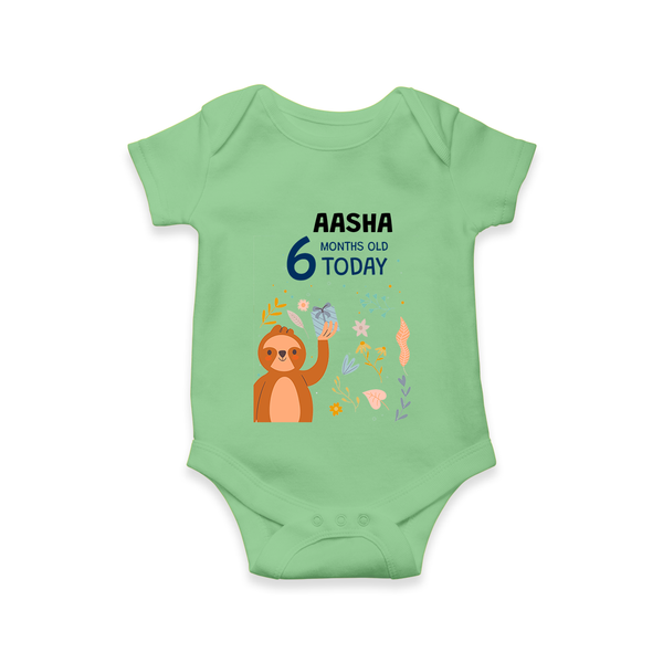 Cute Newborn Romper/Onesie for 6 Month | Custom Name & Style Options - GREEN - New Born (Chest 14")