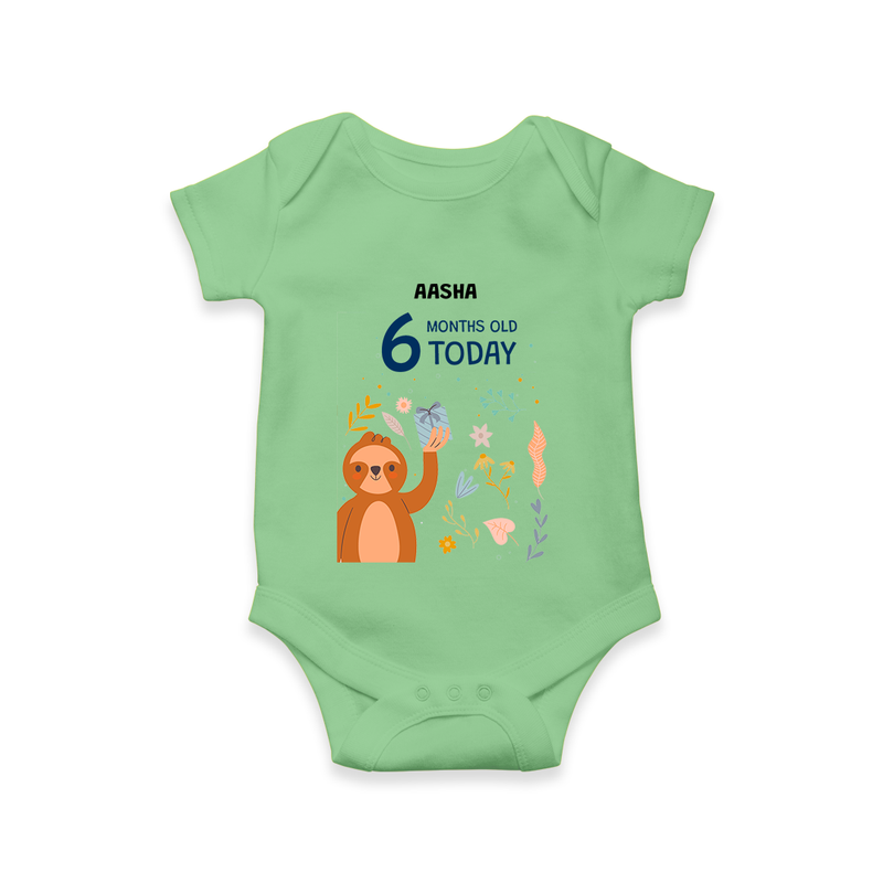 Celebrate The Magic Of Your Baby's Sixth Month With Our Elegant And Customized Romper For Babies - GREEN - 0 - 3 Months Old (Chest 16")