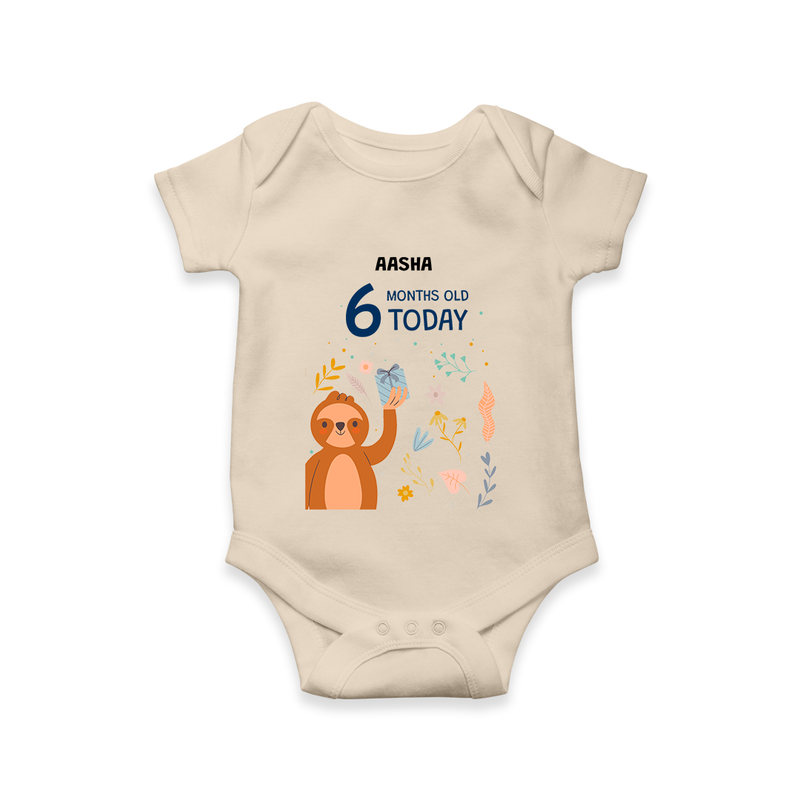 Celebrate The Magic Of Your Baby's Sixth Month With Our Elegant And Customized Romper For Babies - IVORY - 0 - 3 Months Old (Chest 16")