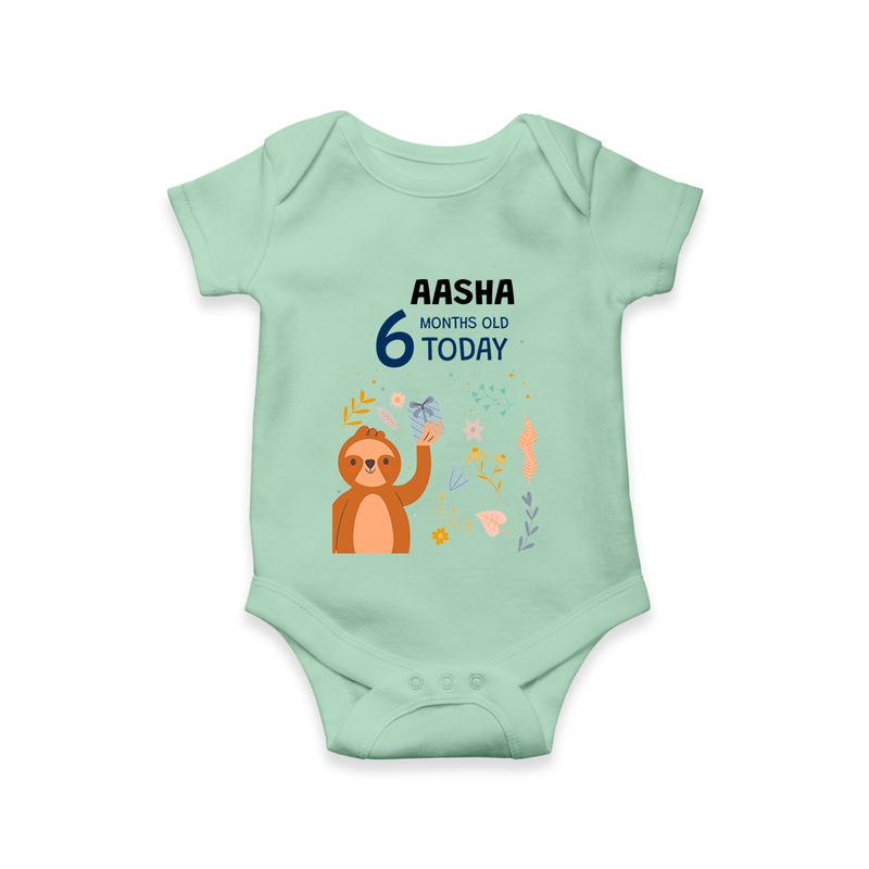 Cute Newborn Romper/Onesie for 6 Month | Custom Name & Style Options - MINT GREEN - New Born (Chest 14")