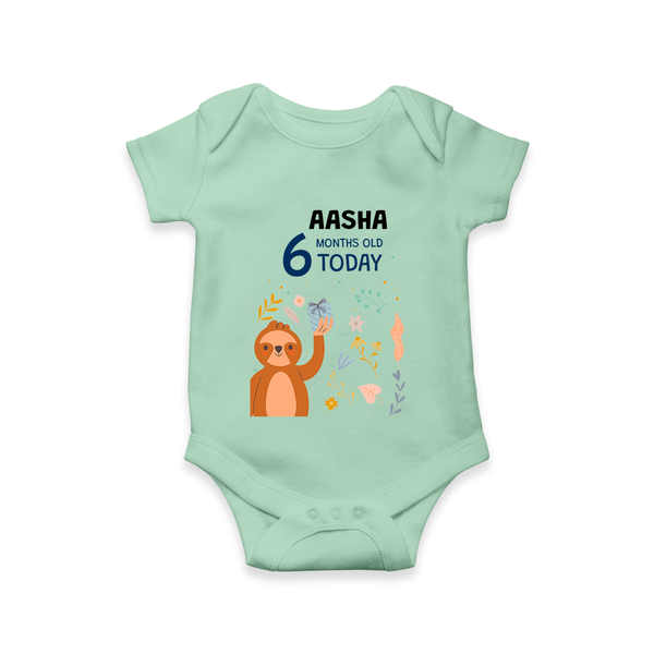 Cute Newborn Romper/Onesie for 6 Month | Custom Name & Style Options - MINT GREEN - New Born (Chest 14")