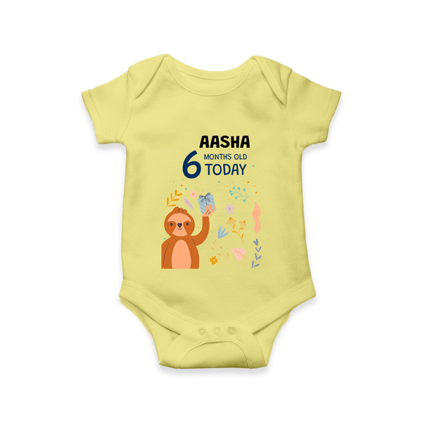 Cute Newborn Romper/Onesie for 6 Month | Custom Name & Style Options - PASTEL YELLOW - New Born (Chest 14")