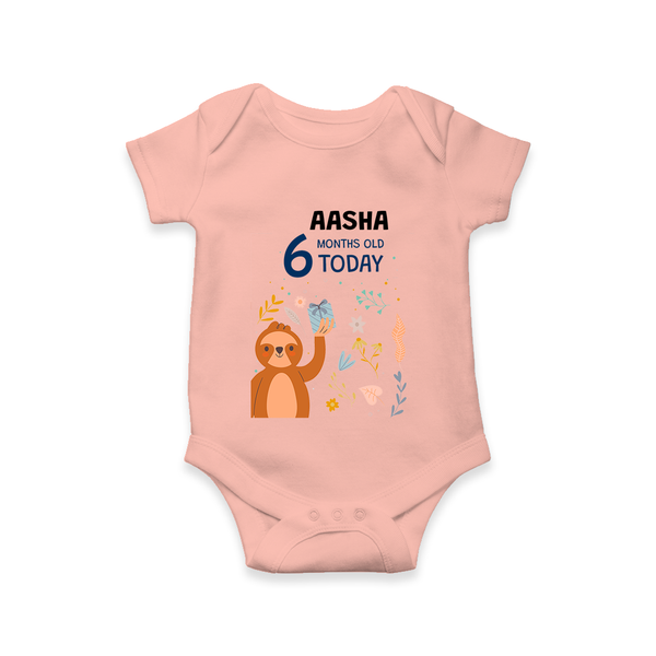 Cute Newborn Romper/Onesie for 6 Month | Custom Name & Style Options - PEACH - New Born (Chest 14")
