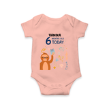 Commemorate your little one's 6th month with a custom romper/onesie, personalized with their name! - PEACH - 0 - 3 Months Old (Chest 16")
