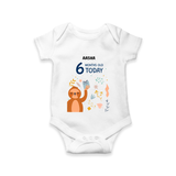 Celebrate The Magic Of Your Baby's Sixth Month With Our Elegant And Customized Romper For Babies - WHITE - 0 - 3 Months Old (Chest 16")