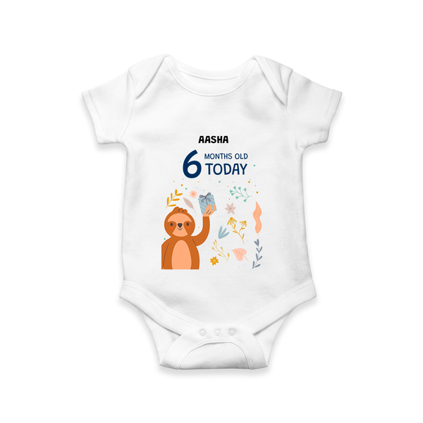 Celebrate The Magic Of Your Baby's Sixth Month With Our Elegant And Customized Romper For Babies - WHITE - 0 - 3 Months Old (Chest 16")